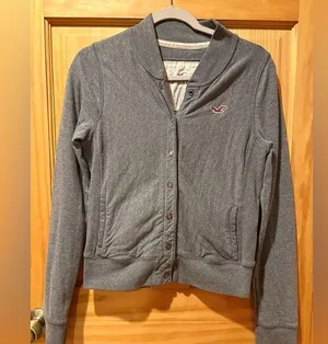 Hollister women’s grey snap front jacket  size L thumbnail 1