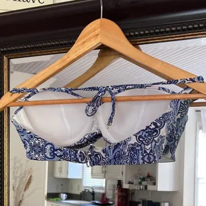 H&M 34 C Bikini Blue Halter Top thumbnail 2