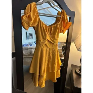 NEW Tie Back Off Shoulder Wrap Layer Ruffle Short Sleeve Mini Dress M thumbnail 4