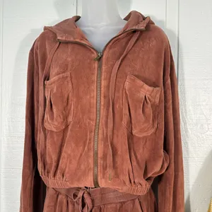 Young Fabulous & Broke Women’s Brown Velour Pant Suit Size Small EUC thumbnail 4