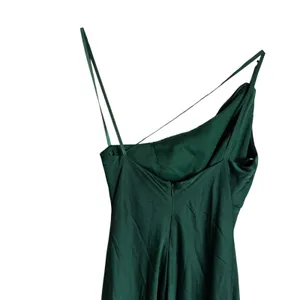Mac Duggal Emerald Green Long One Shoulder Satin Formal Prom Gown Size 0 thumbnail 8