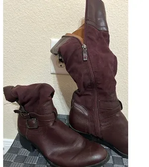 Franco Sarto Boots Womens Size 7.5 Cranberry Red Brown Suede Autumn Western Boho thumbnail 14