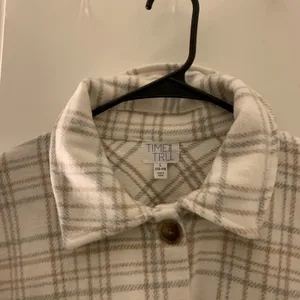 Time And Tru Women's Flannel Plaid Crop Jacket Shirt Shacket Size L 12-14 thumbnail 2