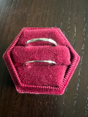 Gorgeous Stainless Steel Silver 2 Piece Simple Band Set Size 7 thumbnail 2