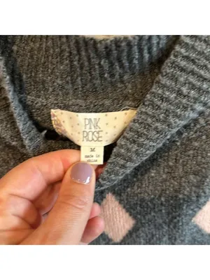 Pink Rose geometric mock neck sweater medium thumbnail 2