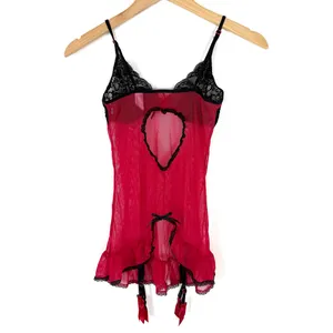 Frederick's of Hollywood Red Lace Babydoll Garter Lingerie Top thumbnail 8