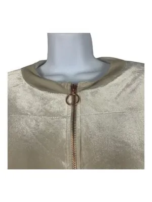 Lauren Conrad Womens Gold Shimmer Velvet Jacket Size L Full Zip Lightweight thumbnail 2