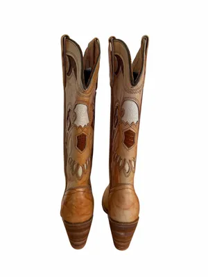 Miss Capezio Vintage Women's Eagle Inlay Leather Stacked Heel Boot Size 5 #26710 thumbnail 8