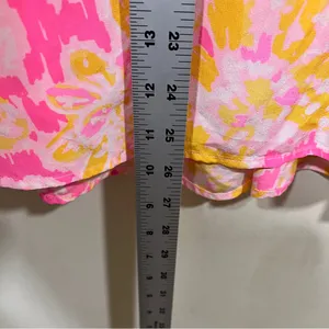 Lilly Pulitzer Large Elsa Ooh La La Pink Yellow Floral Silk Blouse Top Blouson thumbnail 7