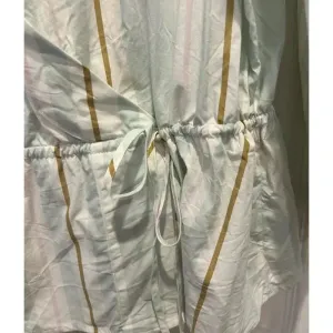 A New Day 100% Cotton Mint Green Striped‎ Faux Wrap Blouse Size Large thumbnail 2