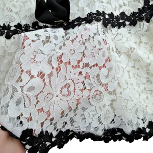 Son Yoon Joo Black White Lace Bows Fitted Pencil Sheer Unlined Dress Coquette thumbnail 8