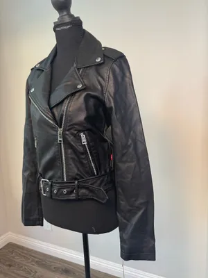 Levi’s Black Faux Leather Moto Biker Jacket NWT XS thumbnail 5