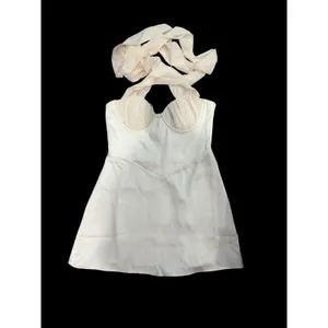 Oh Polly Lisbeth Cross-Neck A-Line Mini Dress in Ivory Sz 8 Plus Cup NWT‎ thumbnail 9