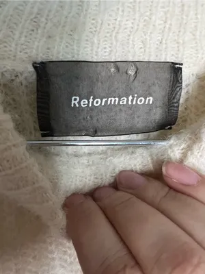 Reformation Alpaca Blend Ivory Neutral Chic Fuzzy Knit Crewneck‎ Sweater thumbnail 5