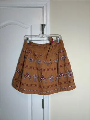 Anthropologie Meghan Embroidered Mini Skirt Size 10 thumbnail 3