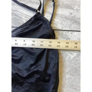 Victoria's Secret Black Mesh Panel Strappy Back Bodysuit L Large Gold Hardware thumbnail 3