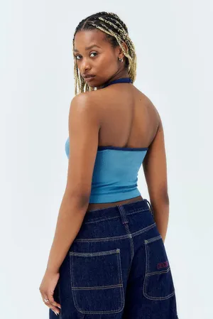 Iets Frans Urban Outfitters blue halter top thumbnail 3