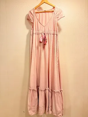 Free People Roucha Blue Shadow Cotton Tie Front Ruffle Hem Maxi Dress Size S thumbnail 2
