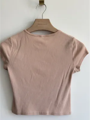 Reformation Ribbed Organic Cotton Baby Tee Blush Pink Short Sleeve Top thumbnail 5