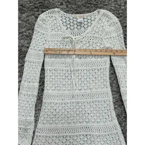 Women's Crochet Cover Up 100% Cotton Beachy Long Sleeve Size M Cottagecore thumbnail 9