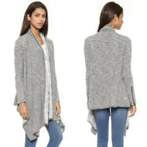Free People In The Loop Gray Boucle Knit Open Front Waterfall Cardigan Size S thumbnail 2