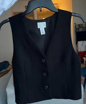 H&M Black Button Up Vest thumbnail 1