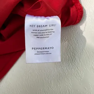 Peppermayo Red Off Shoulder Crop Top Knotted Strap Going Out Y2K thumbnail 4
