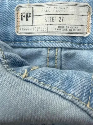 Free People Light Blue Denim Overalls Straight Leg Classic Retro Size 27 thumbnail 4