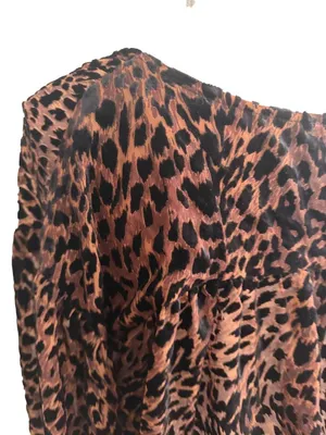 FREE PEOPLE Brown Animal Print Long Sleeve Top Size Medium thumbnail 3