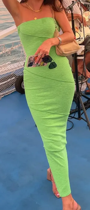 Princess Polly Neon Green knit maxi dress thumbnail 1