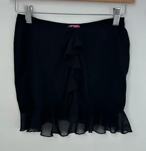 Edikted Black Ruffle Mini Skirt Y2K Sheer Hem thumbnail 1