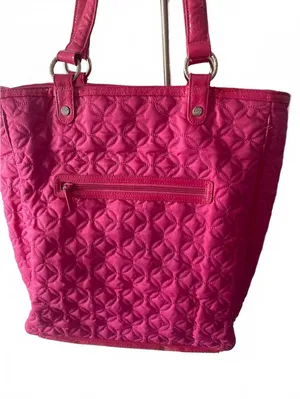 Vera Bradley tremendous tote quilted hot pink w external pockets & zipper thumbnail 2