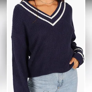 Petal & Pup Leanna Stripe Trim Navy Knit Sweater Size M thumbnail 12