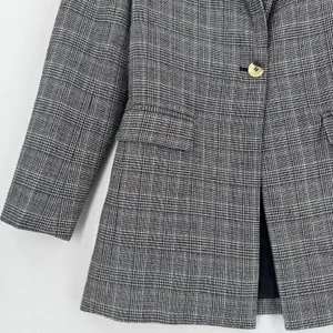 Saylor by Free People Plaid Blazer Women S Glen Check Longline Tailored Jacket thumbnail 5