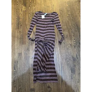 Free People Beach‎ Go Lightly Striped Linen Blend Maxi Swim Beach Cover Up XS thumbnail 9