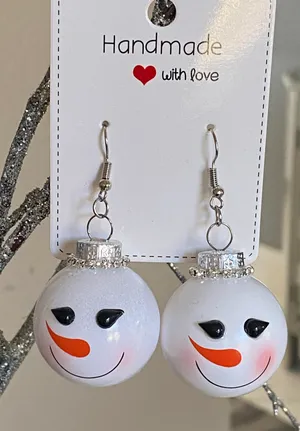 Handmade Adorable Christmas Snowman Earrings thumbnail 2
