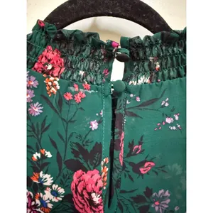 Torrid Green Floral Georgette Smocked Mock Neck Blouse Size 2‎ 2X 18/20 thumbnail 8