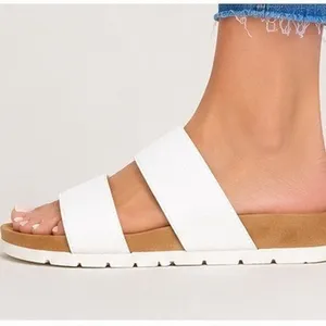 Cliffs by White Mountain Womens Sandals Size 6 White Tahlie Double Strap Slide thumbnail 4