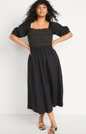 Old Navy Fit & Flare Off-the-Shoulder Cotton-Poplin Smocked Maxi Dress Size XL thumbnail 1