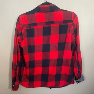 Tommy Hilfiger Cotton Flannel Button down navy and red checkered thumbnail 2