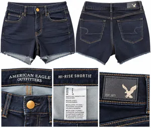 American Eagle Women’s Dark Wash Denim Shorts – Raw Hem thumbnail 3