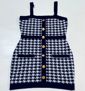 Coco and Shay Houndstooth Knit Mini Dress Size L Stretch Party Cocktail Sweater thumbnail 4