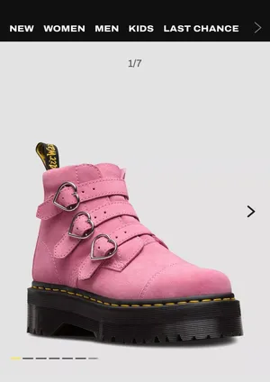 Pink Dr. Martens Boots with heart shaped buckles thumbnail 2