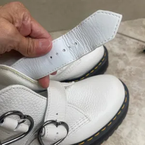 Dr Martens 8 Devon Heart White Milled Nappa Leather Heart Buckle Platform Boots thumbnail 12