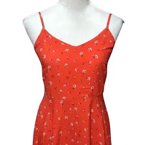 Gap Sundress Orange Floral Print V Neck Sleeveless A Line Summer Dress XS Casual thumbnail 3