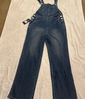 True Religion Women's Denims Straight Leg Overalls size L thumbnail 1
