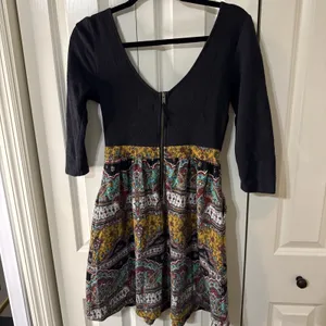 Maeve Anthropology Black Boho Paisley Dress With Half Sleeves Size 4‎ Petite thumbnail 3