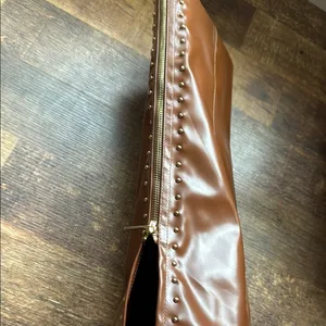 Source Unknown Elegant Brown Leather Women's Boots brown knee high boots with studded details thumbnail 5