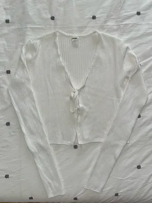 Garage White Tie Front Cardigan thumbnail 2