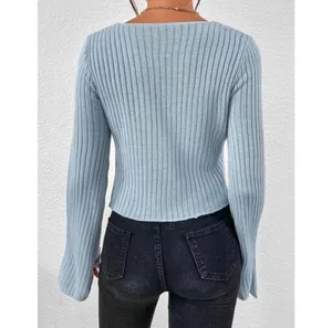 SheIn Sky Blue Self Tie Cottagecore Y2K Cardigan With Flared Sleeves Size Medium thumbnail 2